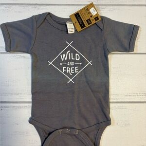 Wild and Free Gray Baby One-Piece Bodysuit